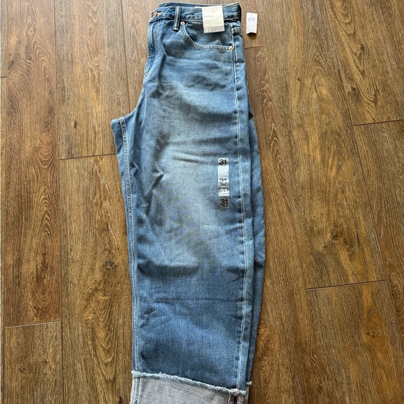 Gap High Rise Cuffed Barrel Medium Wash 12 31 Blue Denim Women's Jeans - Picture 5 of 8